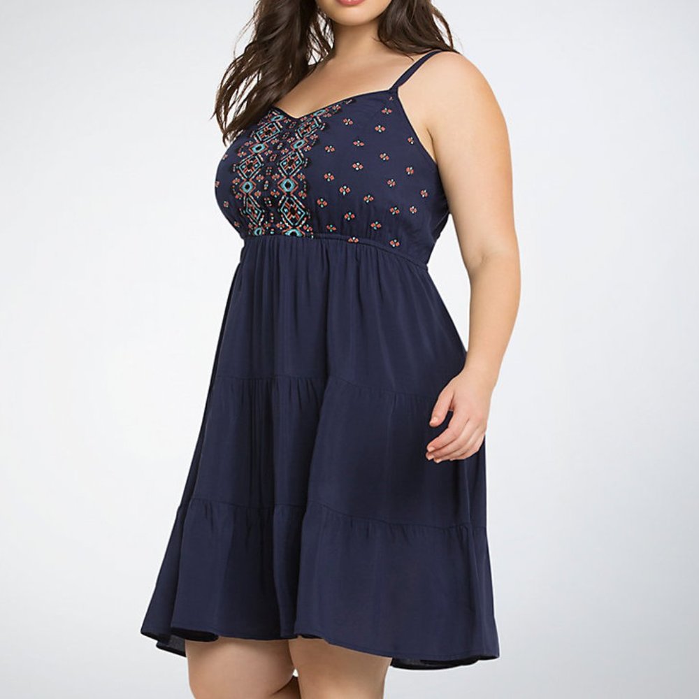 TORRID EMBROIDERED CHALLIS SUNDRESS
